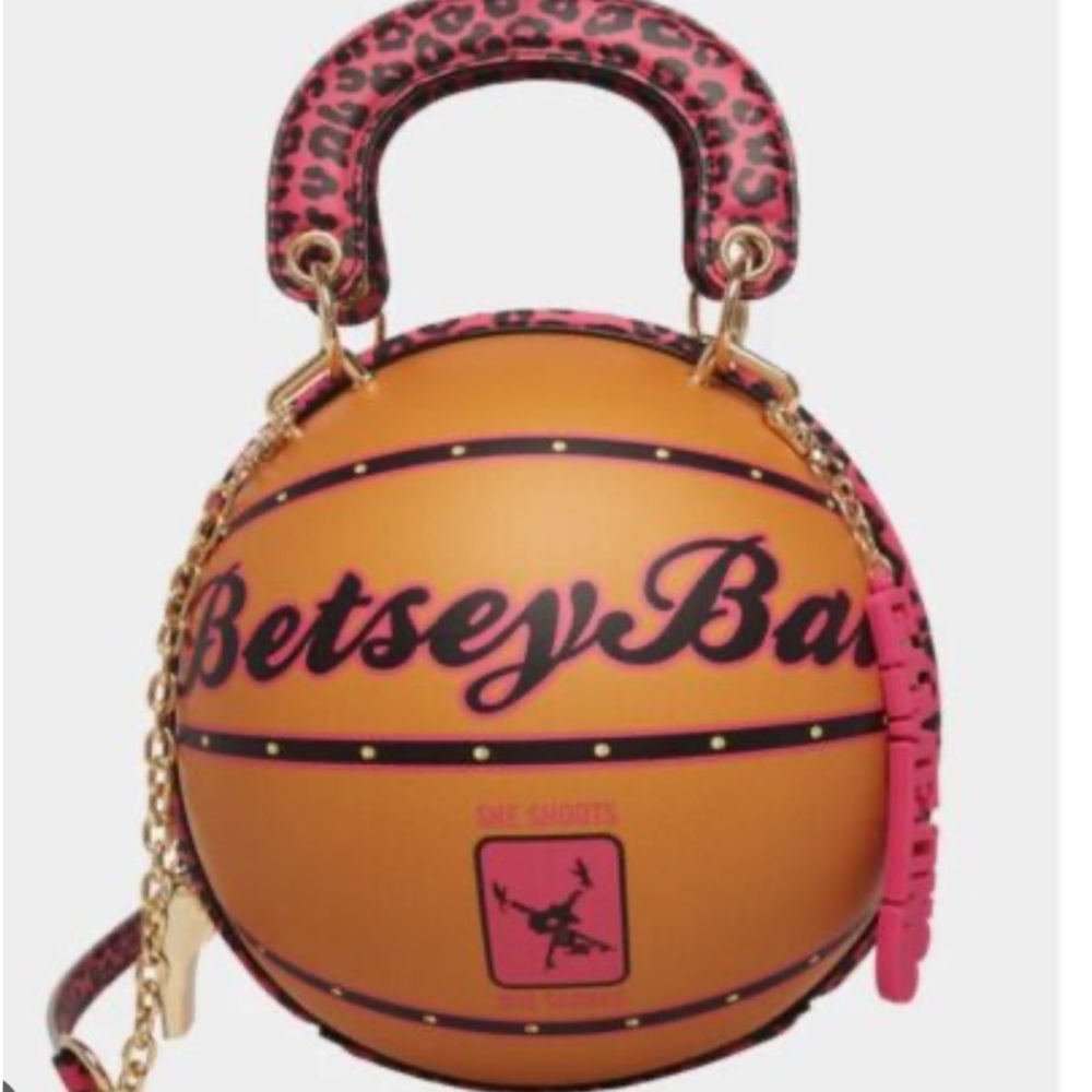 Betsey Johnson Leopard Basketball Kitsch Shoulder Bag Satchel NWT - Picture 9 of 15